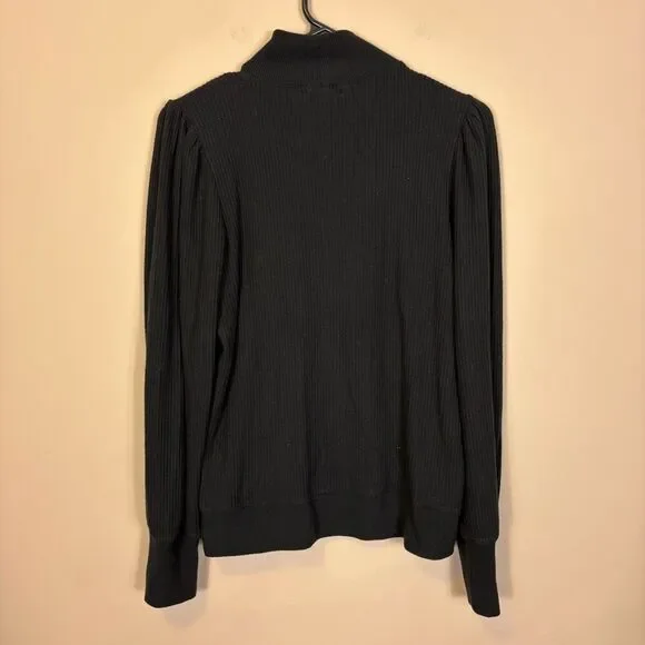J. Crew Black Mock Neck Ribbed Long Sleeve Top Small - Picture 2 of 6